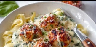 baked-chicken-ricotta-meatballs-with-spinach-alfredo-sauce