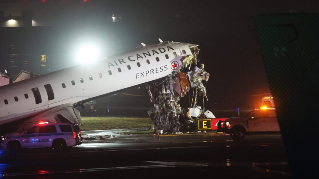 2-pilots-killed-after-air-canada-express-jet-collides-with-firefighting-vehicle-at-laguardia;-dozens-of-passengers-injured 2-pilots-killed-after-air-canada-express-jet-collides-with-firefighting-vehicle-at-laguardia;-dozens-of-passengers-injured