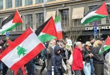 stockholm-protesters-rally-against-israeli-strikes-on-gaza,-lebanon,-and-iran
