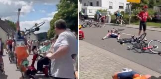 elderly-woman-on-mobility-scooter-runs-into-bike-race-causing-pileup-(video)