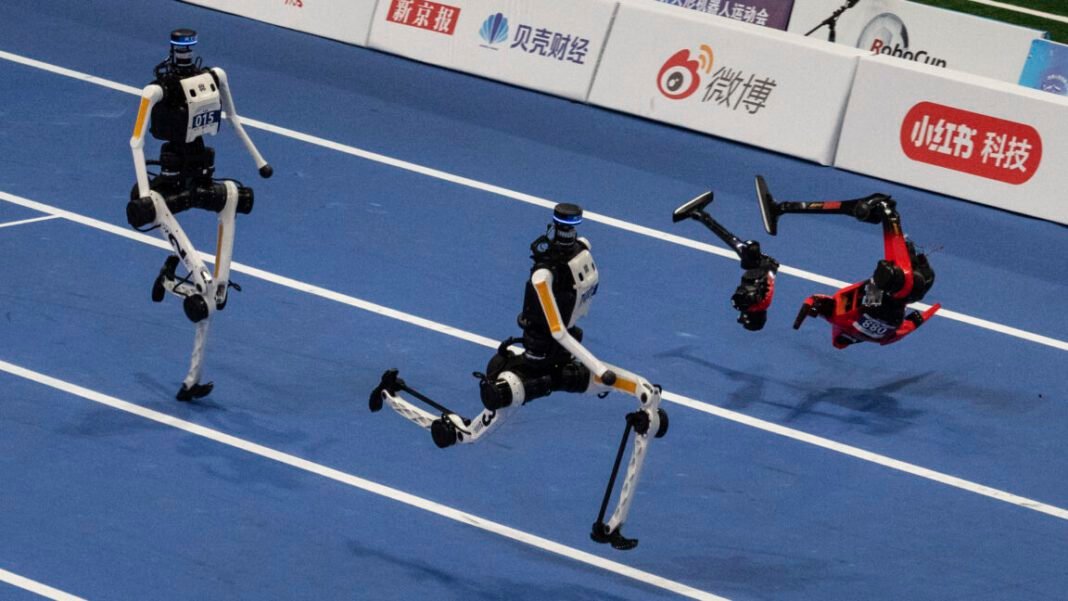 world-humanoid-robot-games-show-runners-breaking-records,-bursting-into-flames